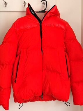 Moncler Red Quilted Hooded Jacket